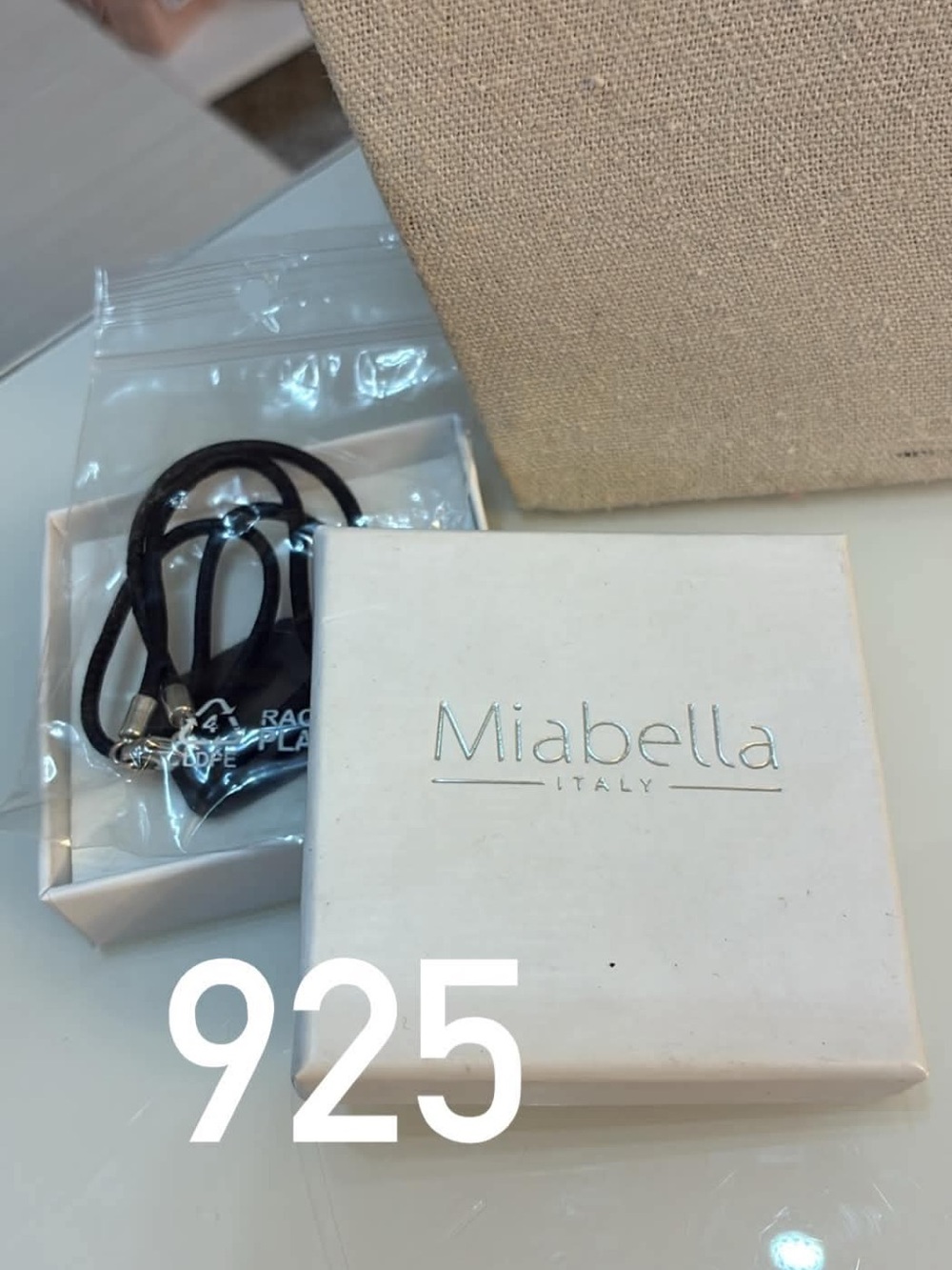 Miabella Italy Black Cord Necklace Sterling Silver